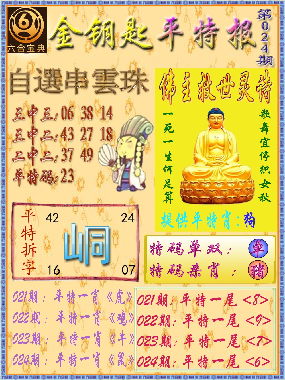 024期金钥匙平特报[图]