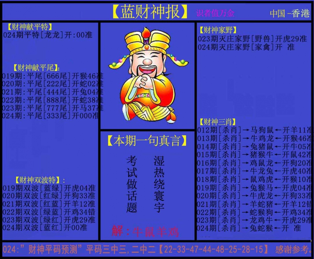 024期蓝财神[图]