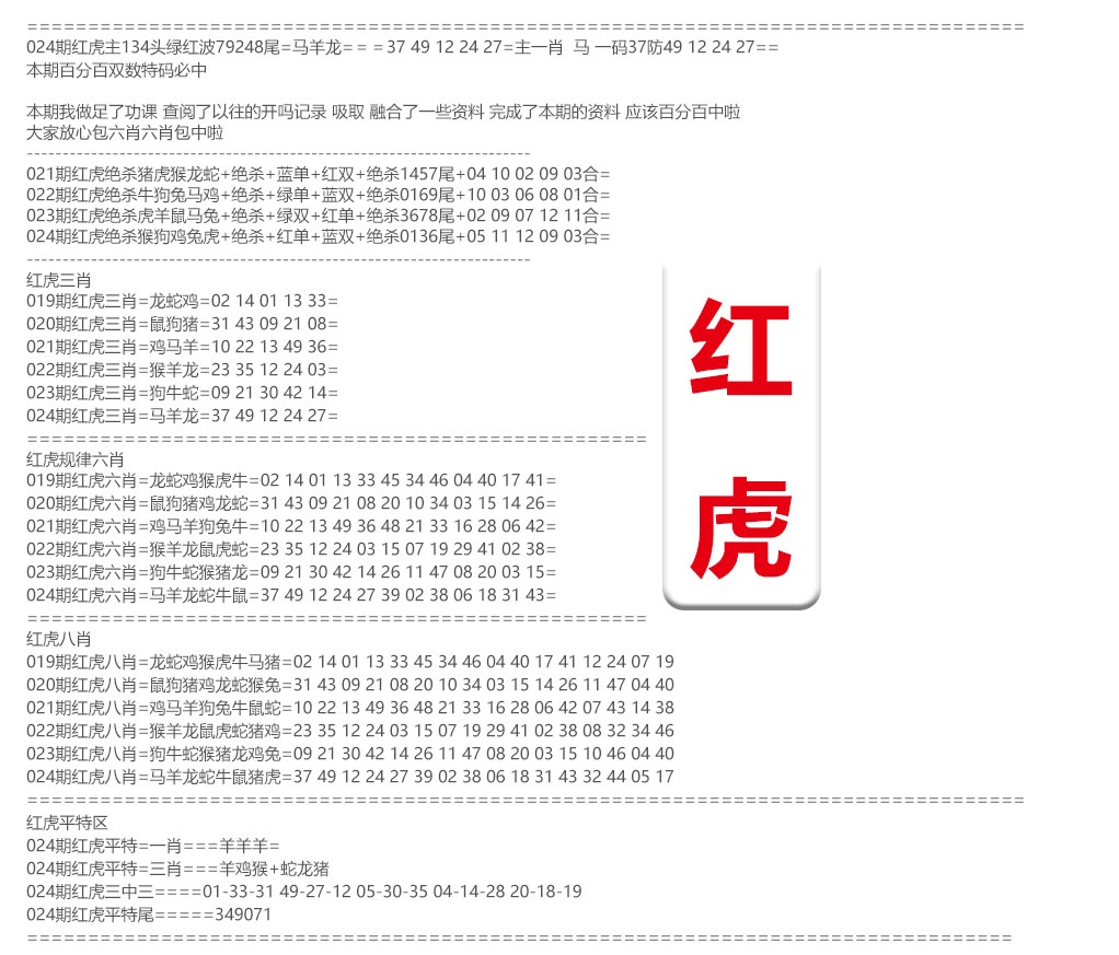 024期红虎综合资料[图]